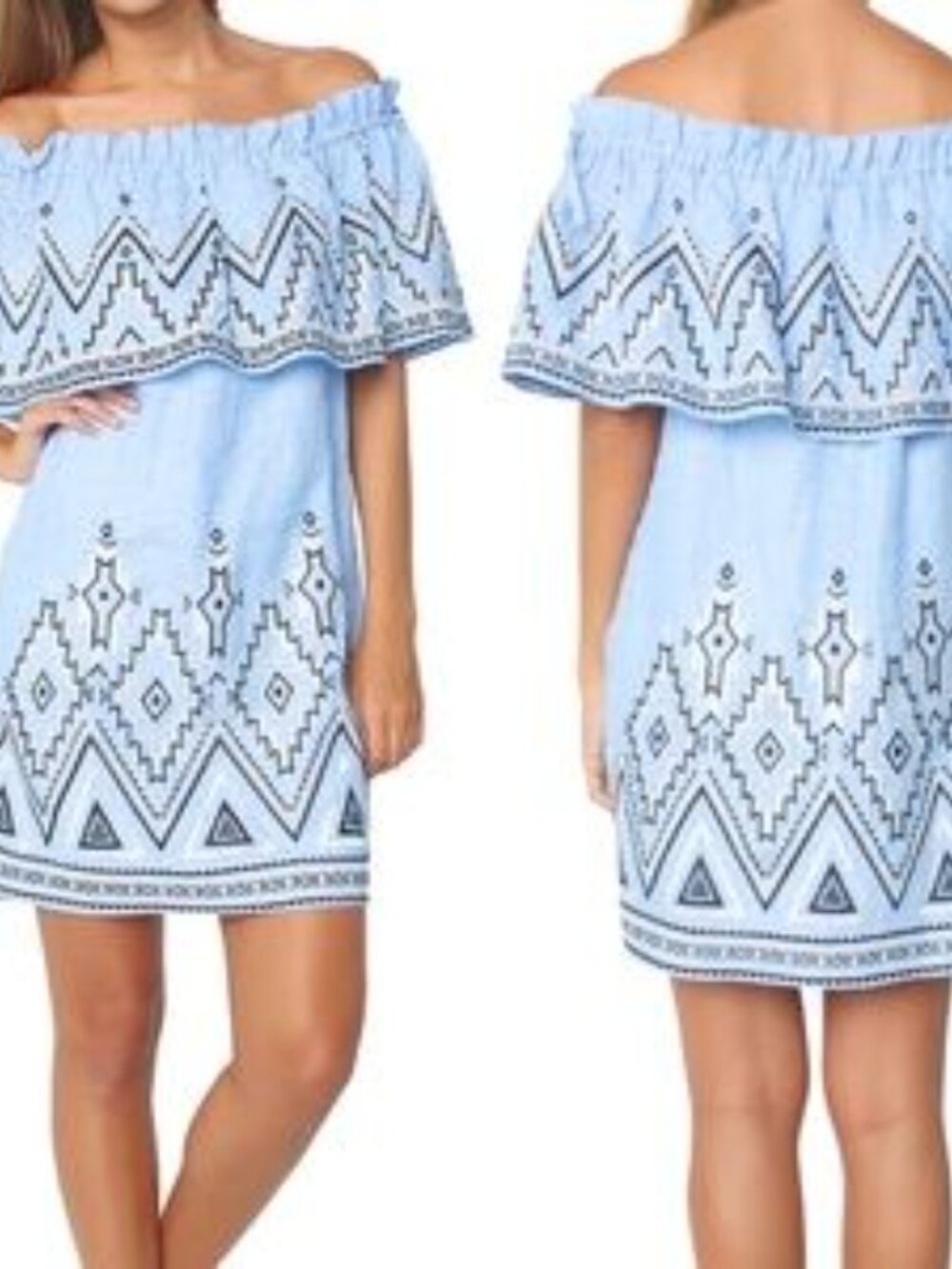 Parker off the shoulder embroidered dress